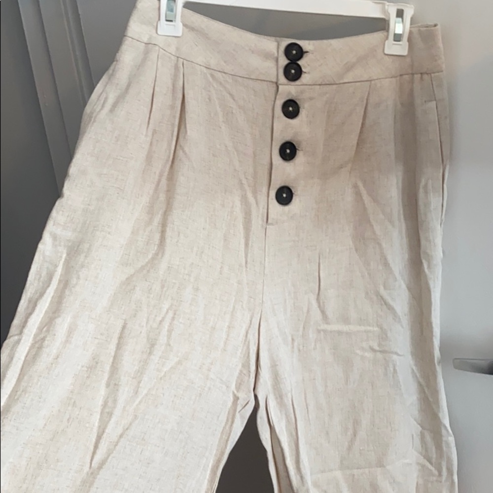 Linen cream beach pants